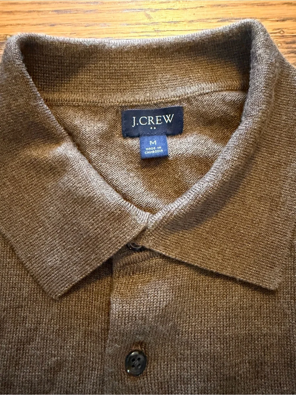 [sold] J. Crew Long Sleeve Polo Sweater in Brown